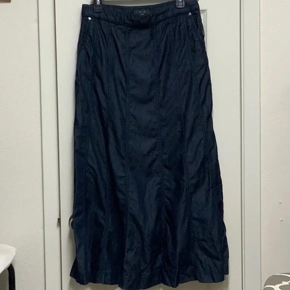 Long dark wash chambray denim skirt - Picture 1 of 5